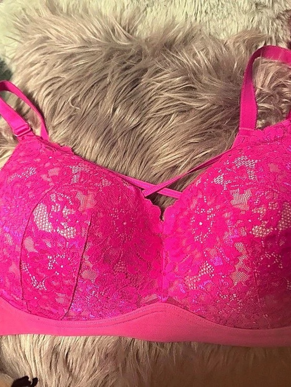 Torrid XO Plunge Push-Up Lace Bra Floral Pink